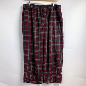 Lands End Men's Cotton Plaid Elastic Waist Cropped‎ Pajama Pants SIze L
